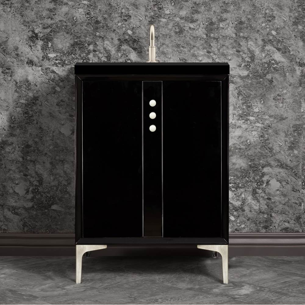 Linkasink Tuxedo 24'' Wide Black Vanity with Satin Nickel Buttons and Hardware, 24'' x 22'' x 33.5'' (without vanity top)