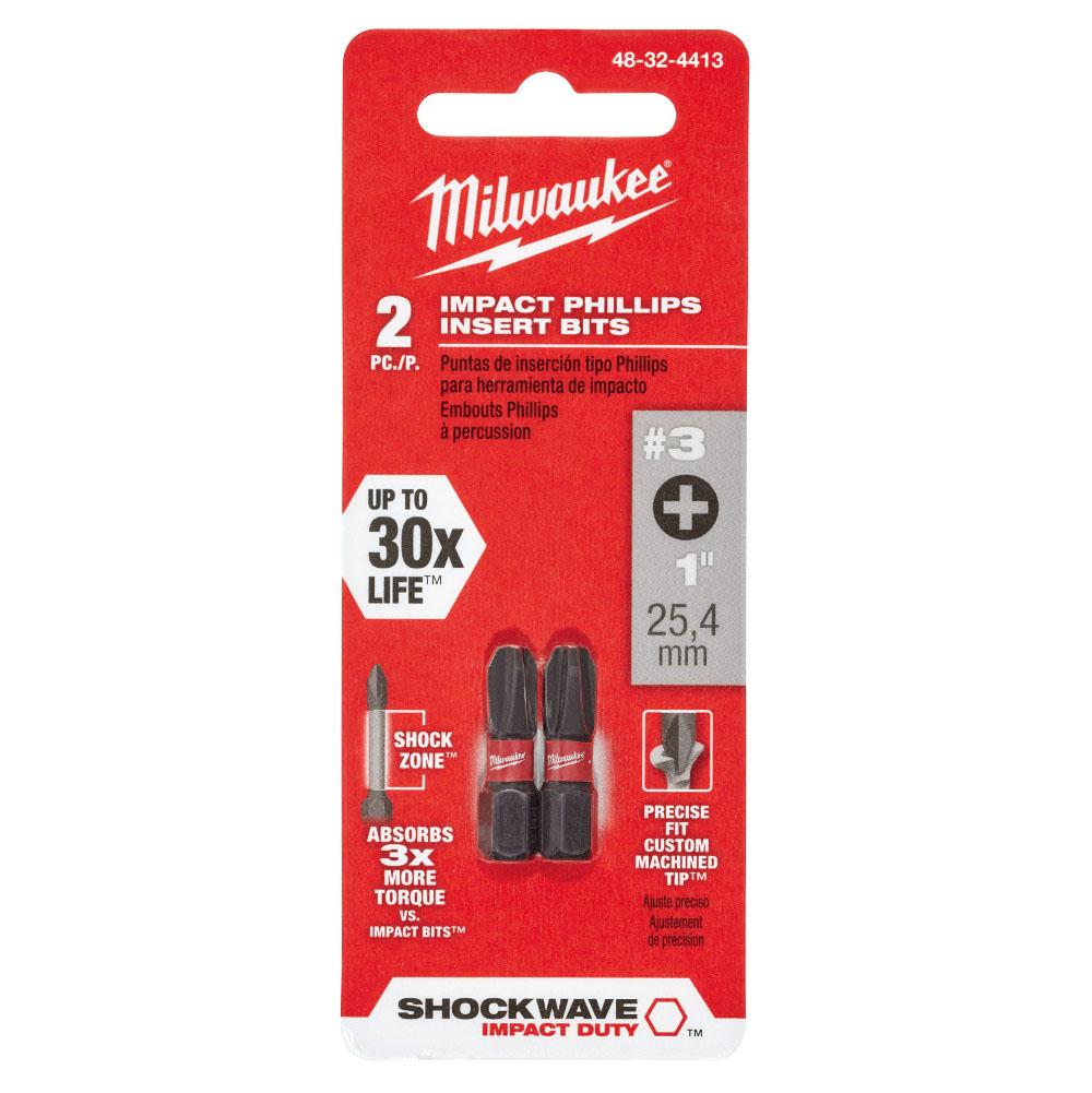 Milwaukee Tool Shockwave Insert Bit Phillips No.3 - 2Pk