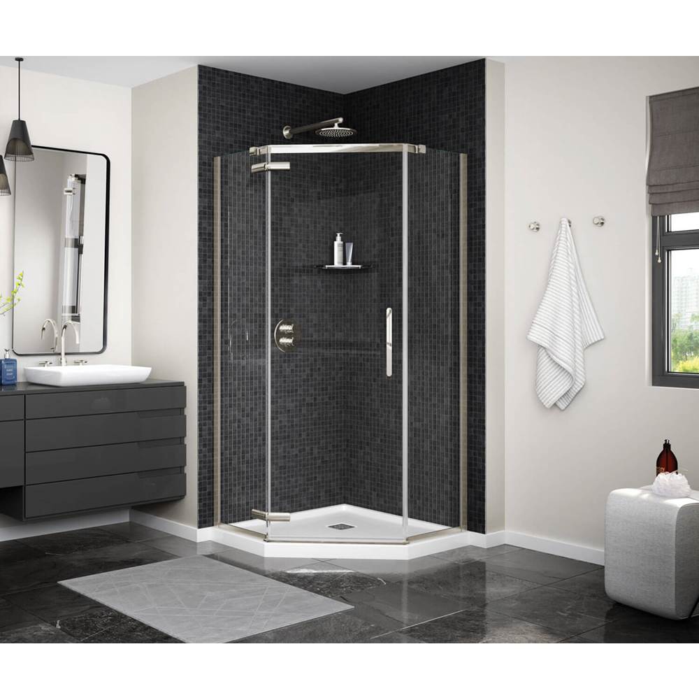 Maax Link Curve Neo-angle 40 x 40 x 75 in. 8mm Pivot Shower Door for Corner Installation with Clear glass in Brushed Nickel