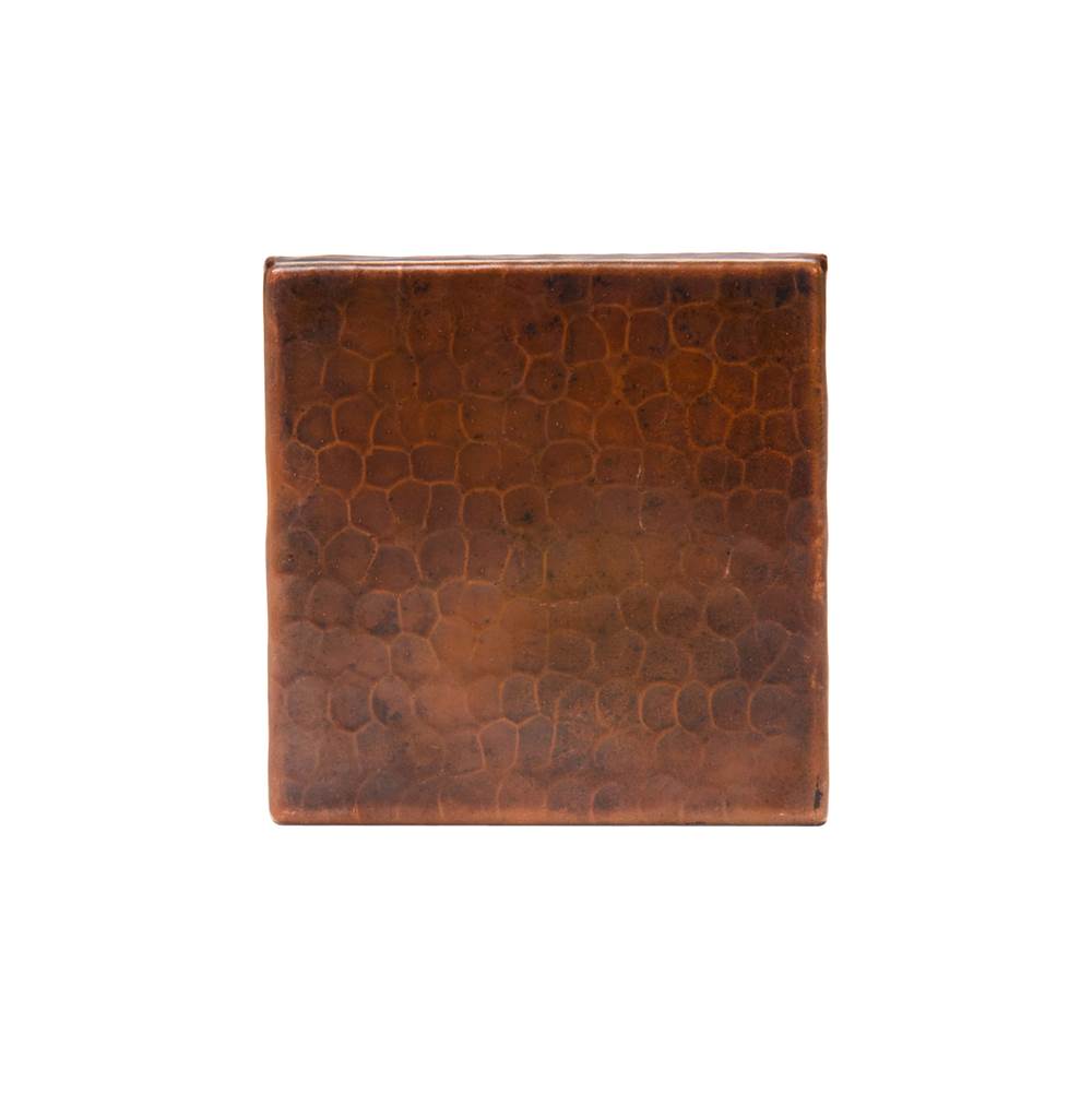 Premier Copper Products 4'' x 4'' Hammered Copper Tile - Quantity 4