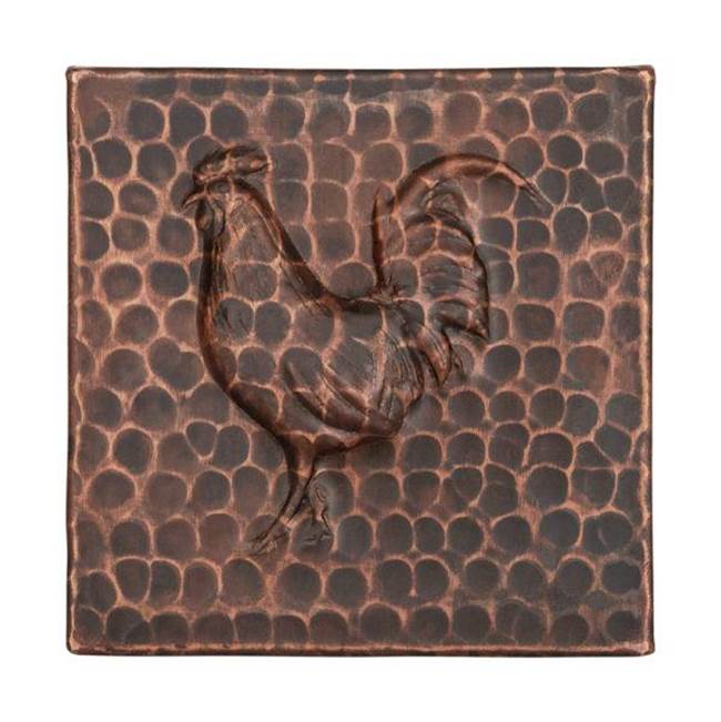 Premier Copper Products 4'' X 4'' Hammered Copper Rooster Tile