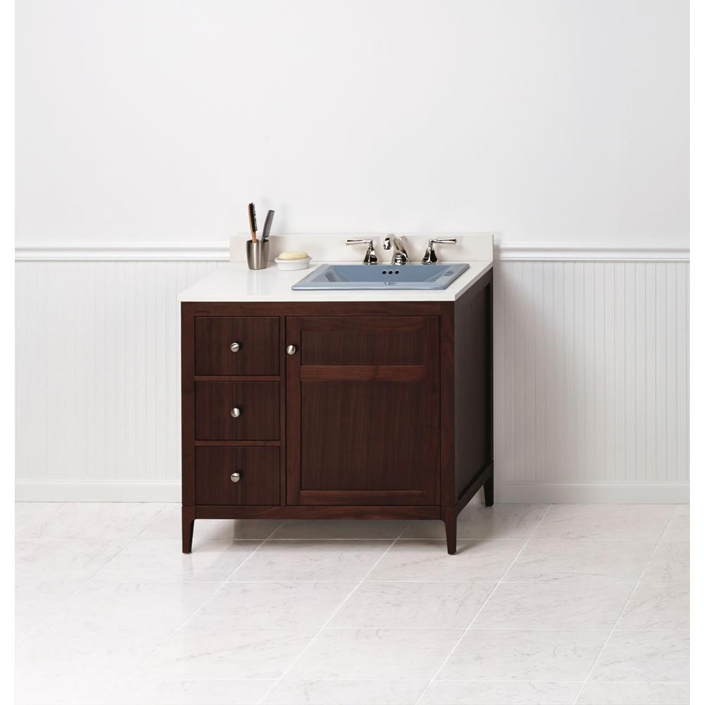 Ronbow 36'' Briella Bathroom Vanity Cabinet Base with Tapered Leg in White - Door on Right