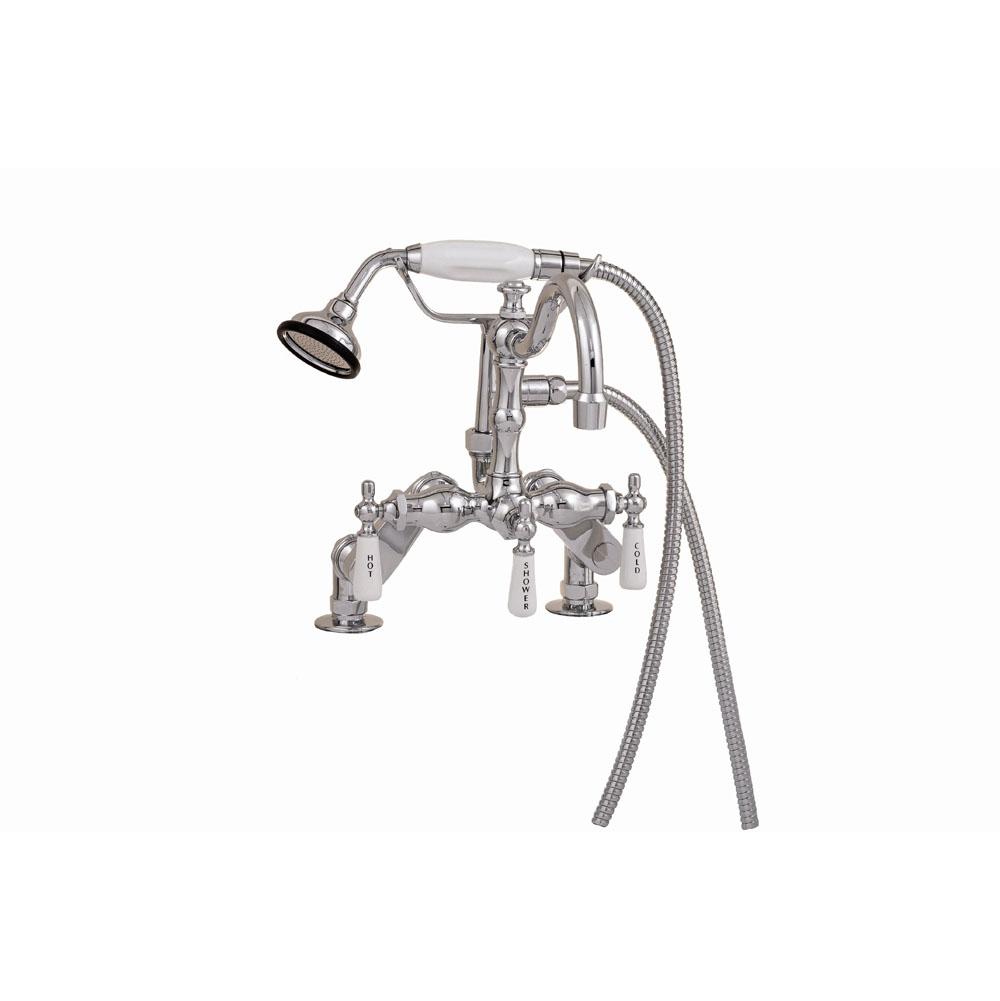 Strom Living Chrome Deck Mount Faucet W/Handheld Shower, Adjustable Ctrs From 3 3/8'' To 9 3/8