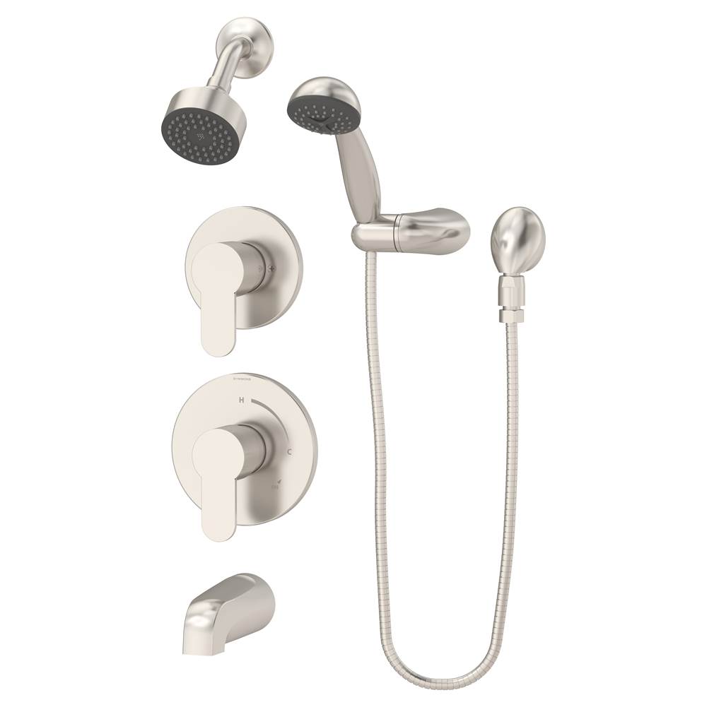 Symmons Identity 2-Handle Tub and 1-Spray Shower Trim with 1-Spray Hand Shower in Satin Nickel (Valves Not Included)