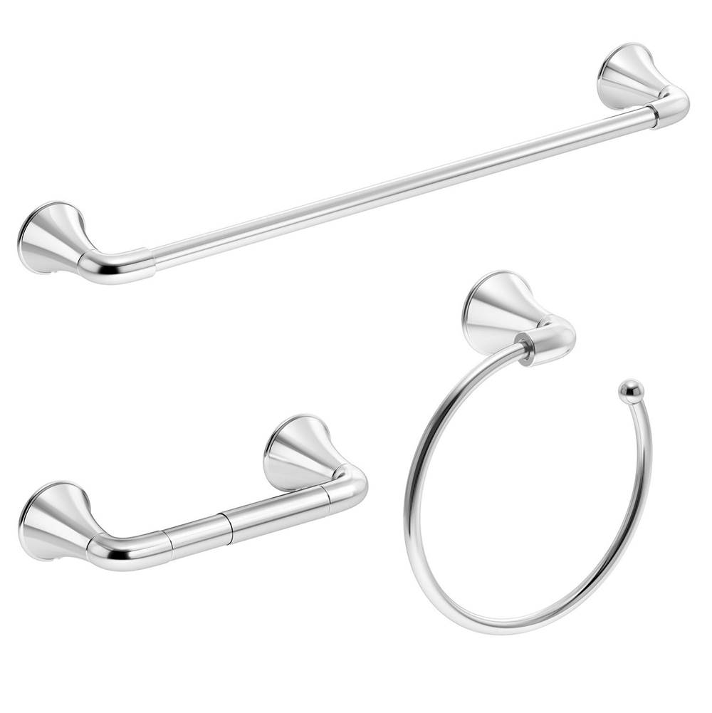 Symmons Elm 3-Piece Wall-Mounted Bathroom Hardware Set in Polished Chrome