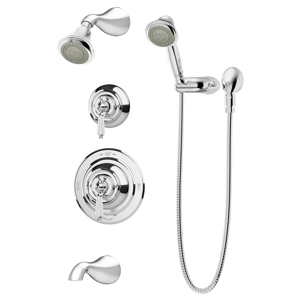 Symmons Carrington 2-Handle Tub and 3-Spray Shower Trim with 3-Spray Hand Shower in Polished Chrome (Valves Not Included)