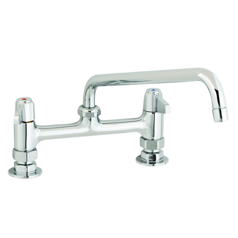 T&S Brass Faucet, 8'' Centers, Deck Mount, 12'' Swing Nozzle
