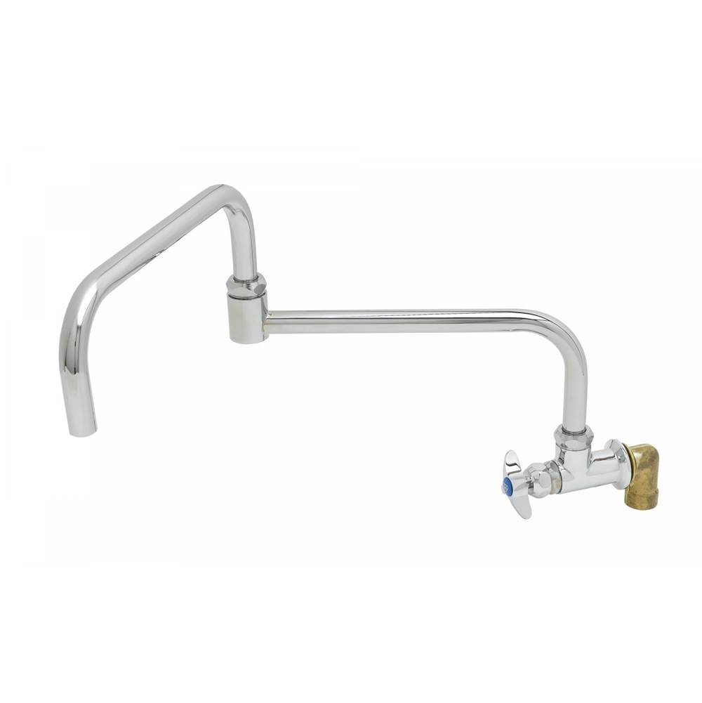 T&S Brass Single Wall Mount Big-Flo Faucet, 24'' Double-Joint Swing Nozzle, 00LL Street Elbow