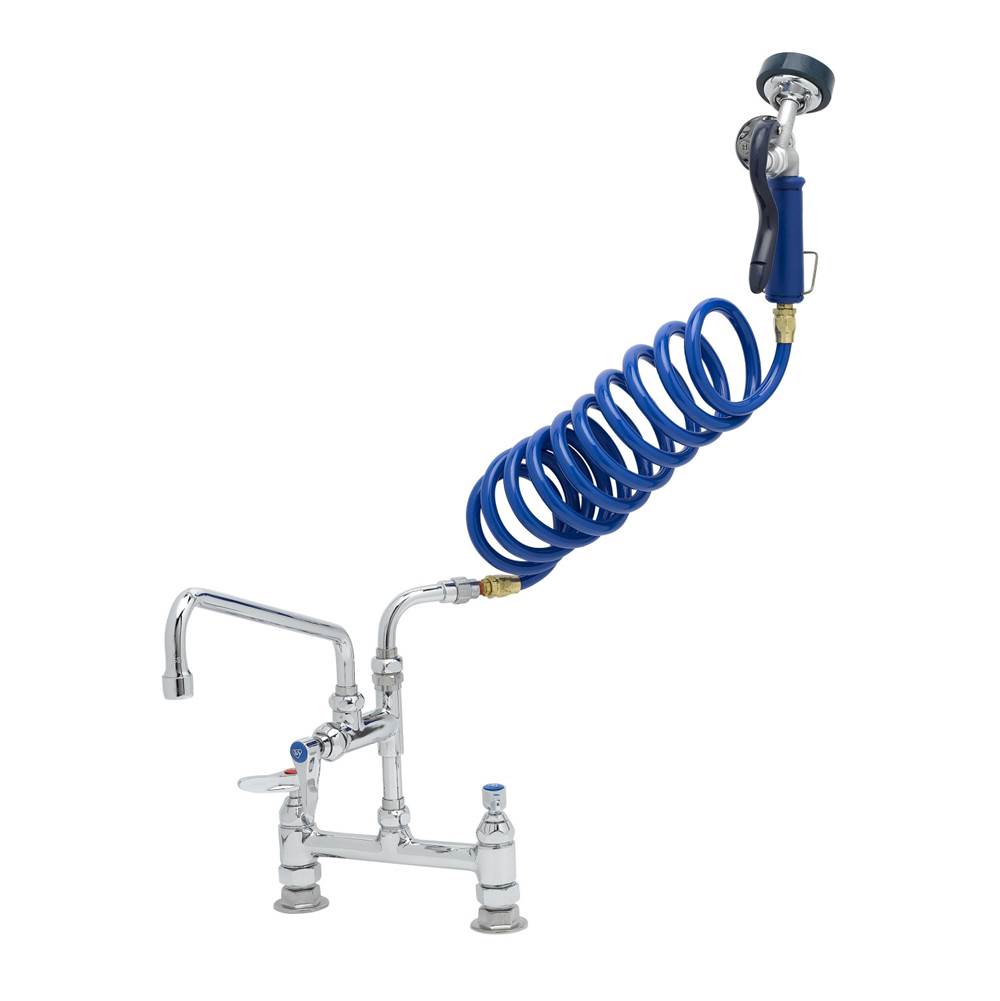T&S Brass PET GROOMING: 8'' Deck Mount Base Faucet, Add-On w/ 12'' Swing Nozzle, PG Spray Valve