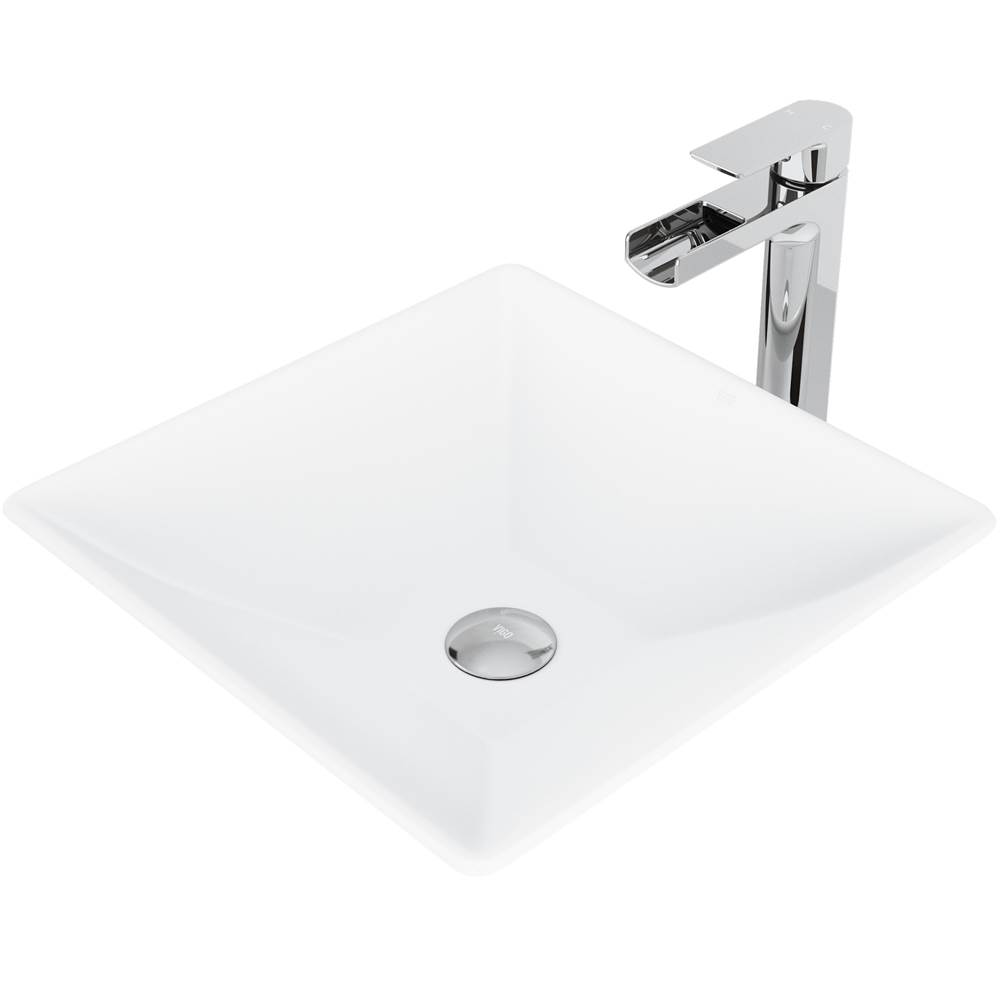 Vigo Hibiscus Matte Stone Vessel Bathroom Sink Set With Amada Faucet In Chrome