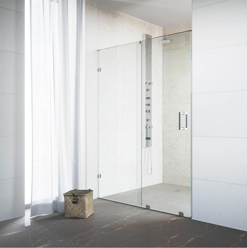 Vigo Ryland 60 To 62 In. X 72.75 In. Frameless Sliding Shower Door In Chrome With Clear Glass And Handle