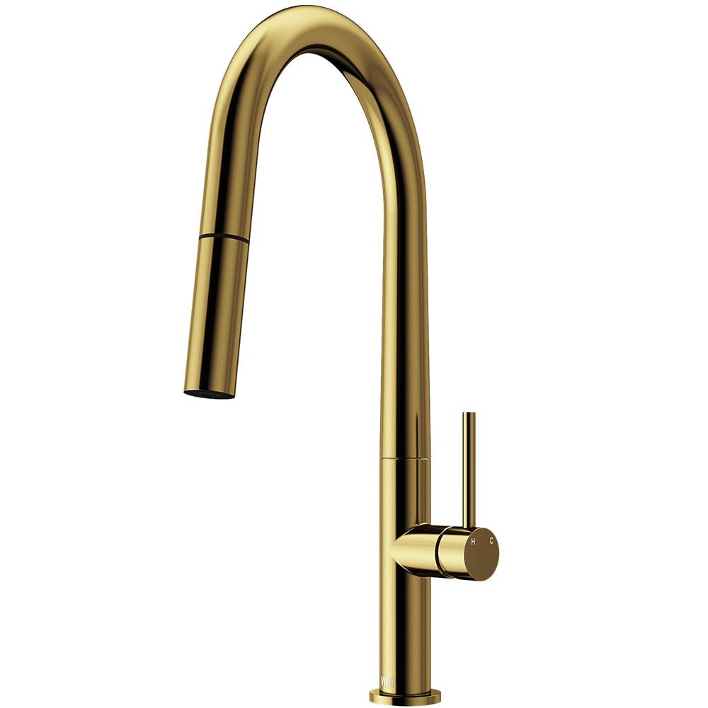 Vigo Greenwich Pull-Down Spray Kitchen Faucet In Matte Brushed Gold