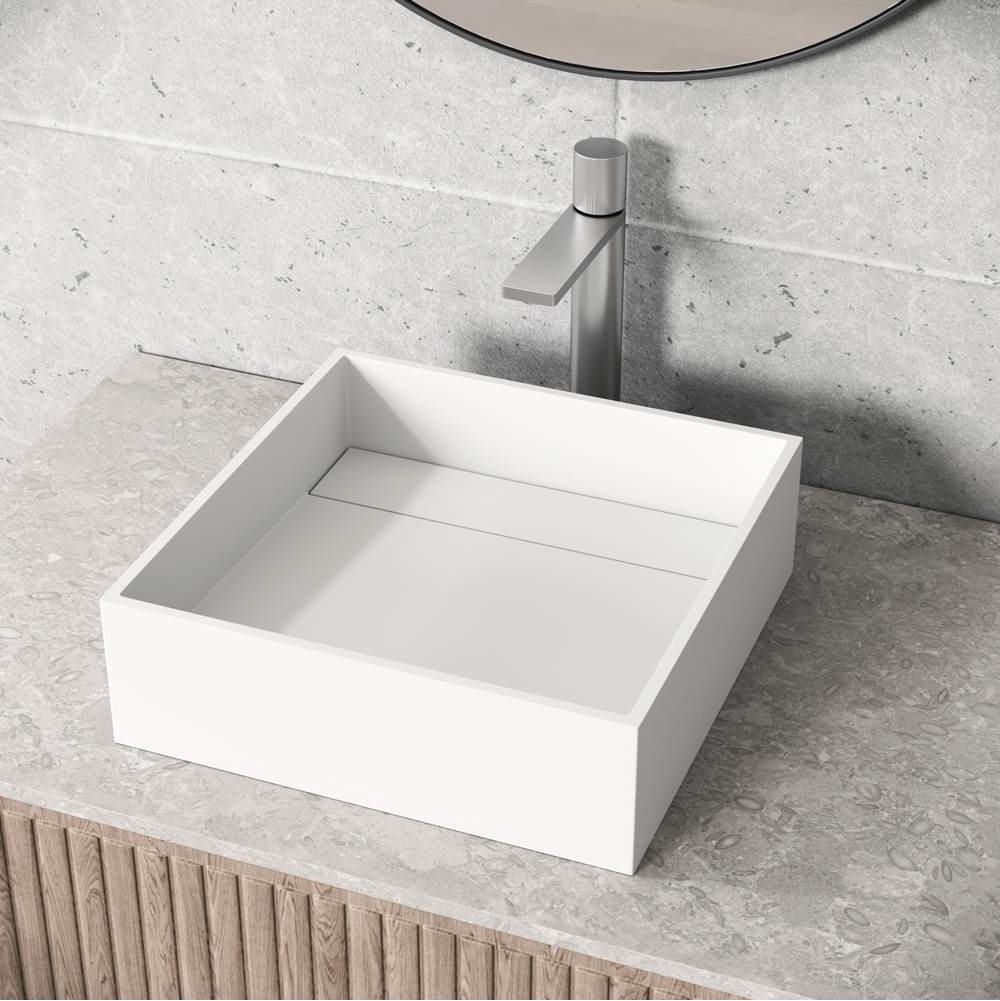 Vigo Montauk Square Matte Stone Vessel Bathroom Sink