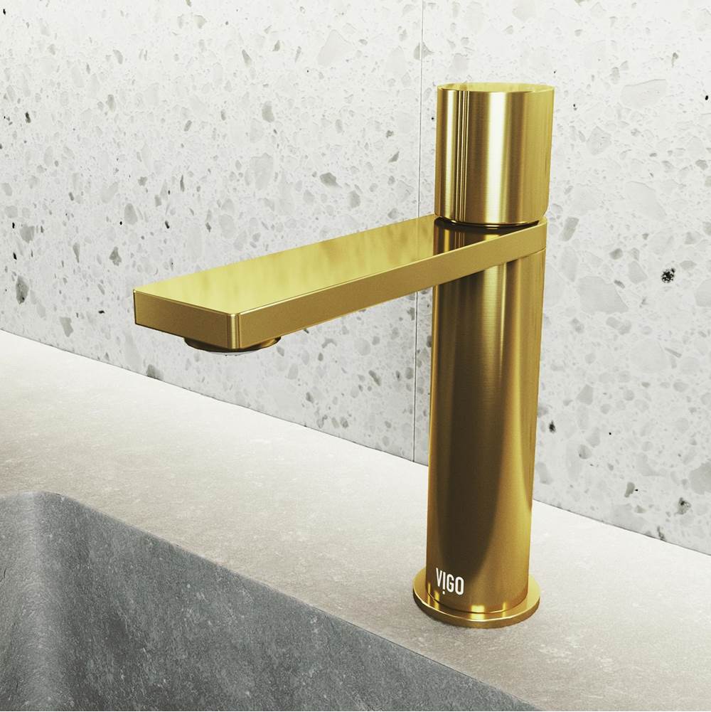 Vigo Halsey Single Hole Bathroom Faucet in Matte Gold