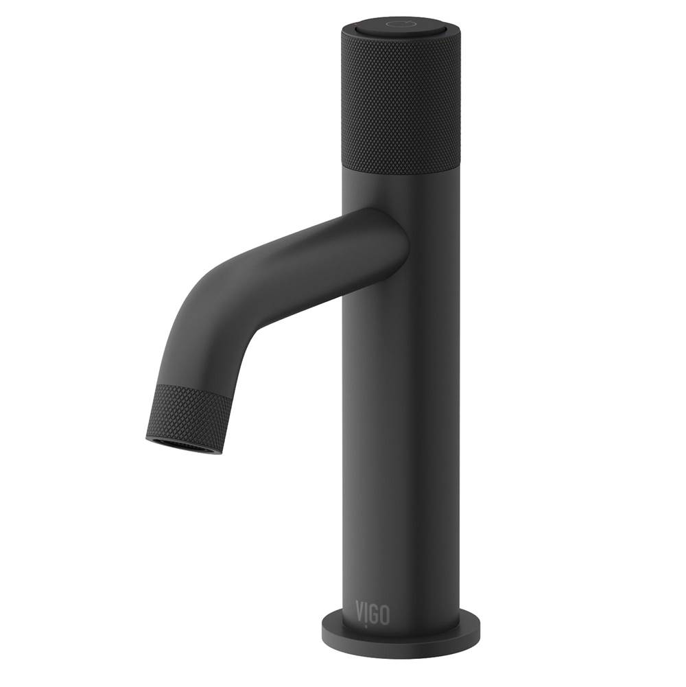 Vigo Apollo Button Operated Single-Hole Bathroom Faucet in Matte Black