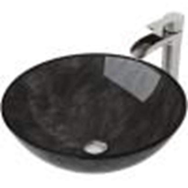 Vigo Gray Onyx Glass Vessel Bathroom Sink Set With Niko Vessel Faucet In Brushed Nickel