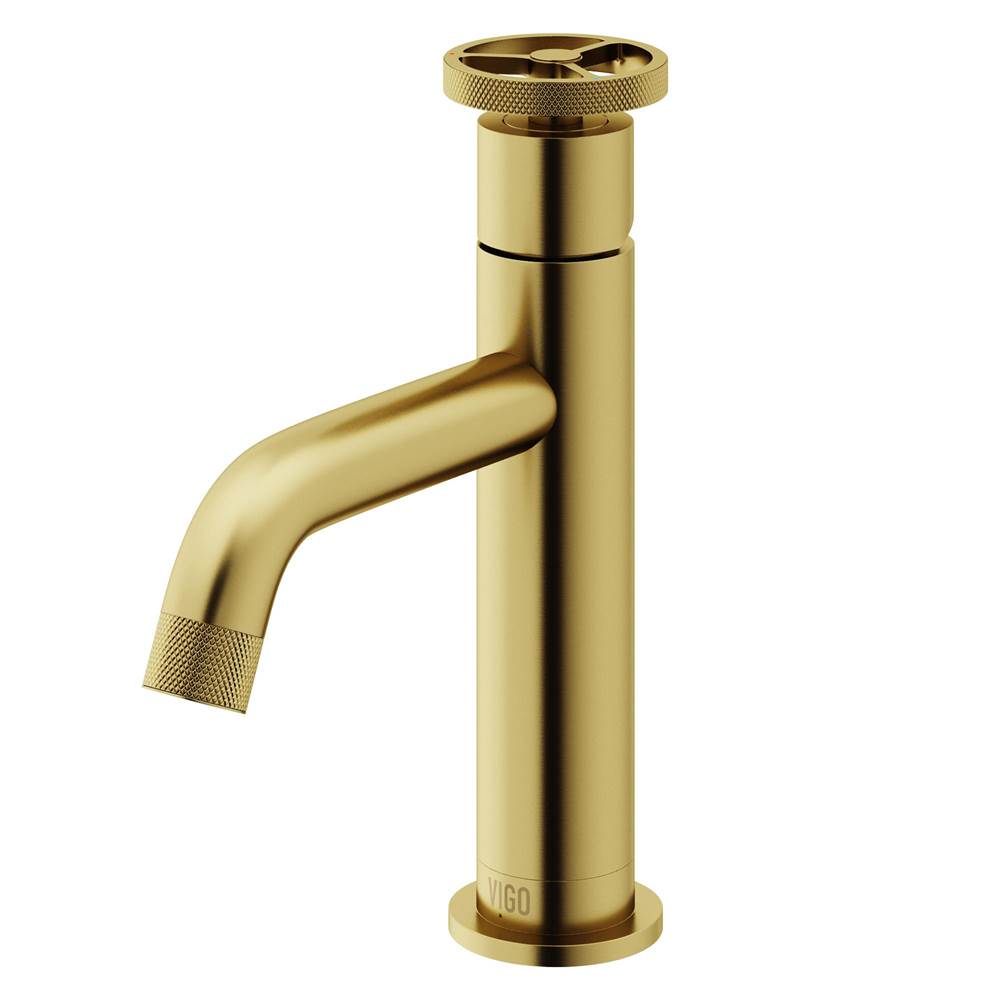 Vigo Cass Single Handle Single-Hole Bathroom Faucet in Matte Brushed Gold