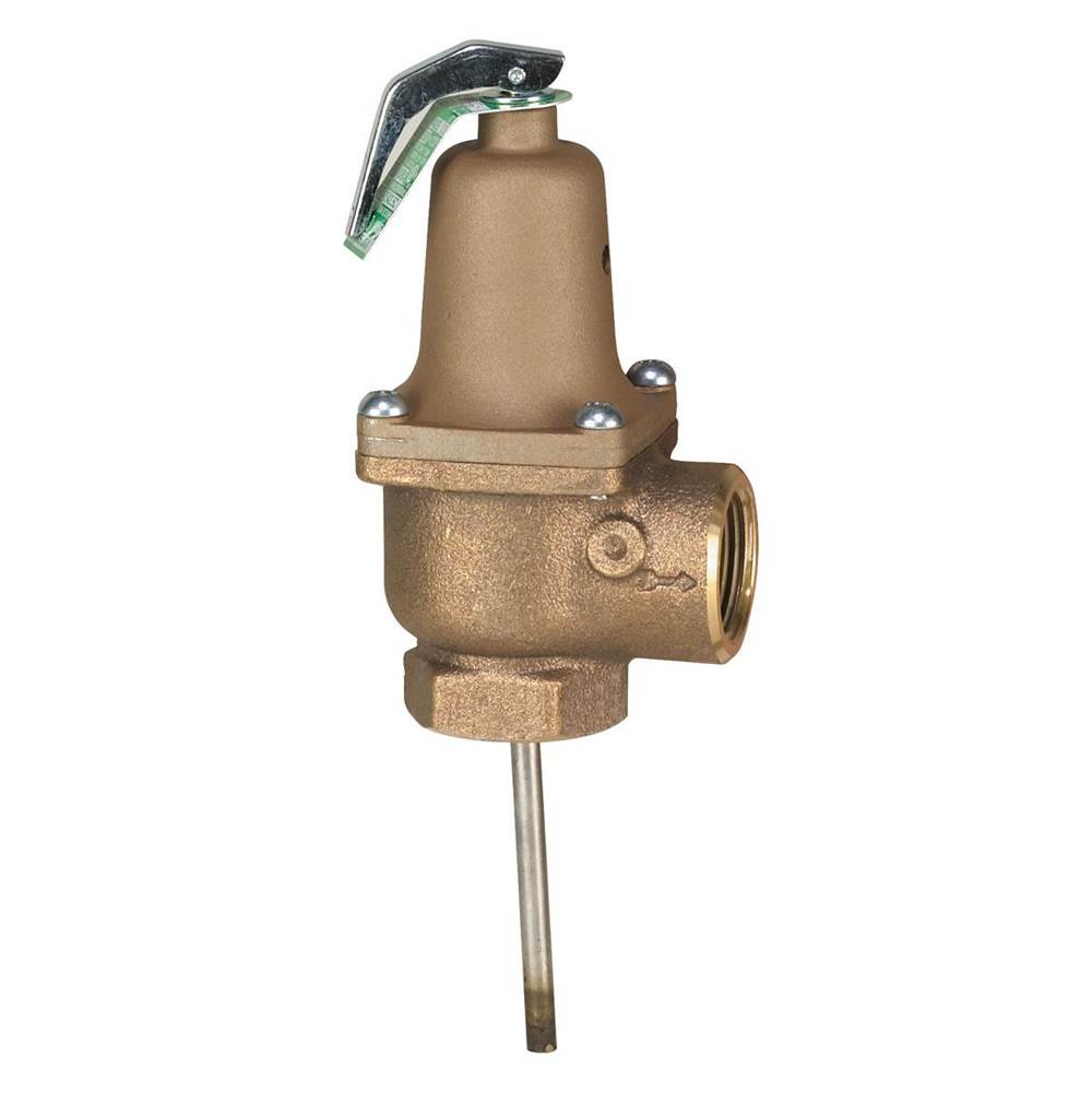 Watts 3/4 In Bronze Automatic Reseating Temp And Pressure Relief Valve, 75 psi, 210 degree F, 8 In Thermostat, Female Connections