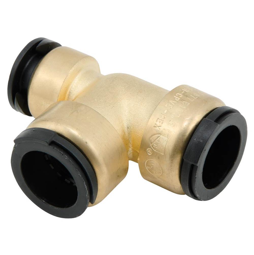 Watts 3/4 IN x 1/2 IN x 3/4 IN CTS Lead Free Brass Reducing Tee, Plunger Style Insert