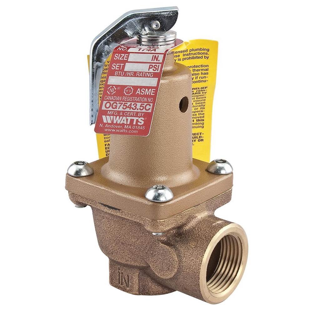 Watts 1 In Lead Free Boiler Pressure Relief Valve 95 psi, Threaded Female Connections