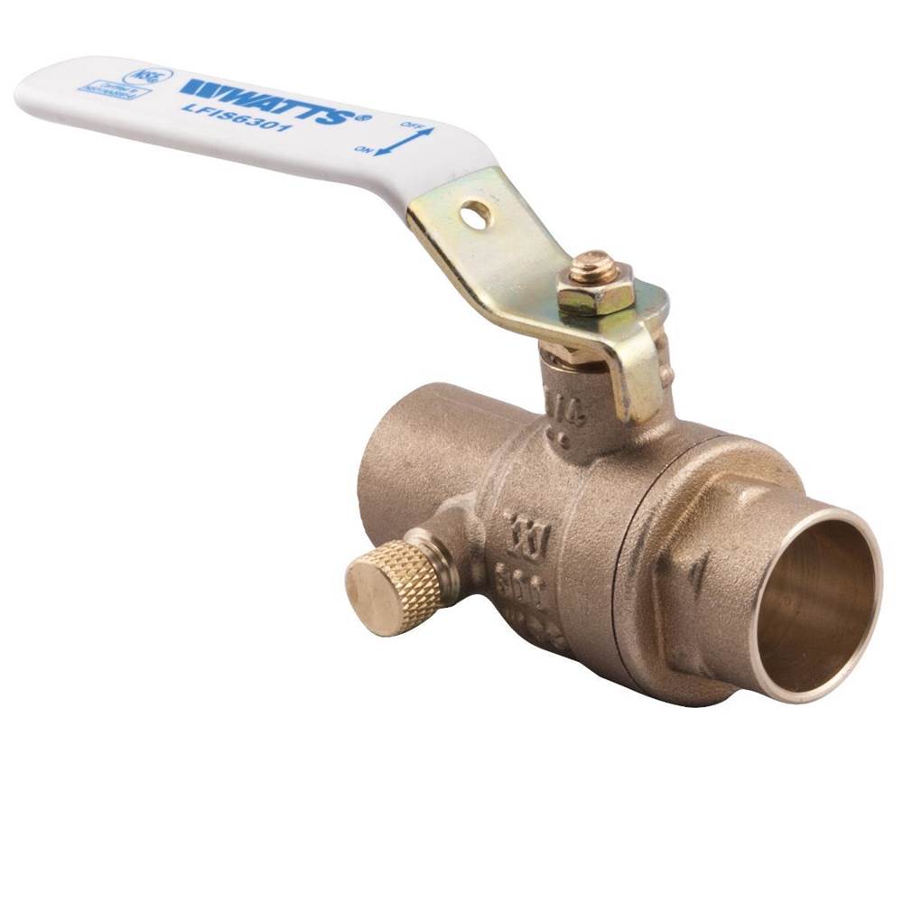 Watts 3/4 In Lead Free Ball and Waste Ball Valve, Solder End Connections