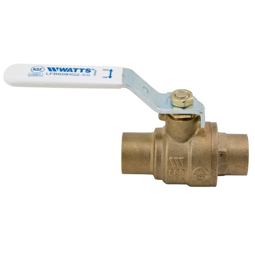 Watts 3/8 IN 2-Piece Full Port Lead Free Bronze Ball Valve, Stainless Steel Ball and Stem, Solder End Connections