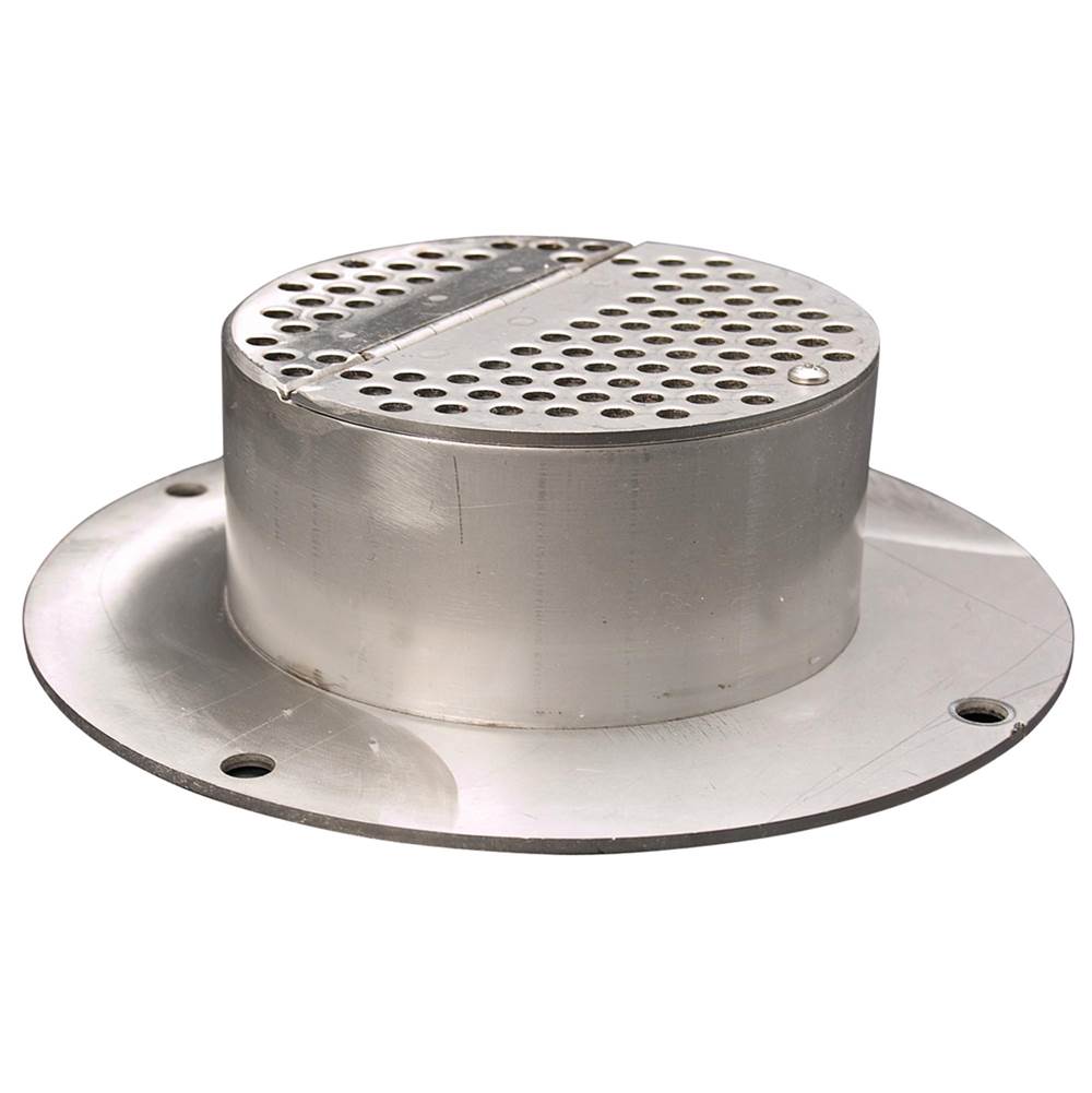 Watts Downspout Cover, Stainless Steel, Securing Flange, Secured Perforated Hinged Strainer, For 4 Inch Pipe